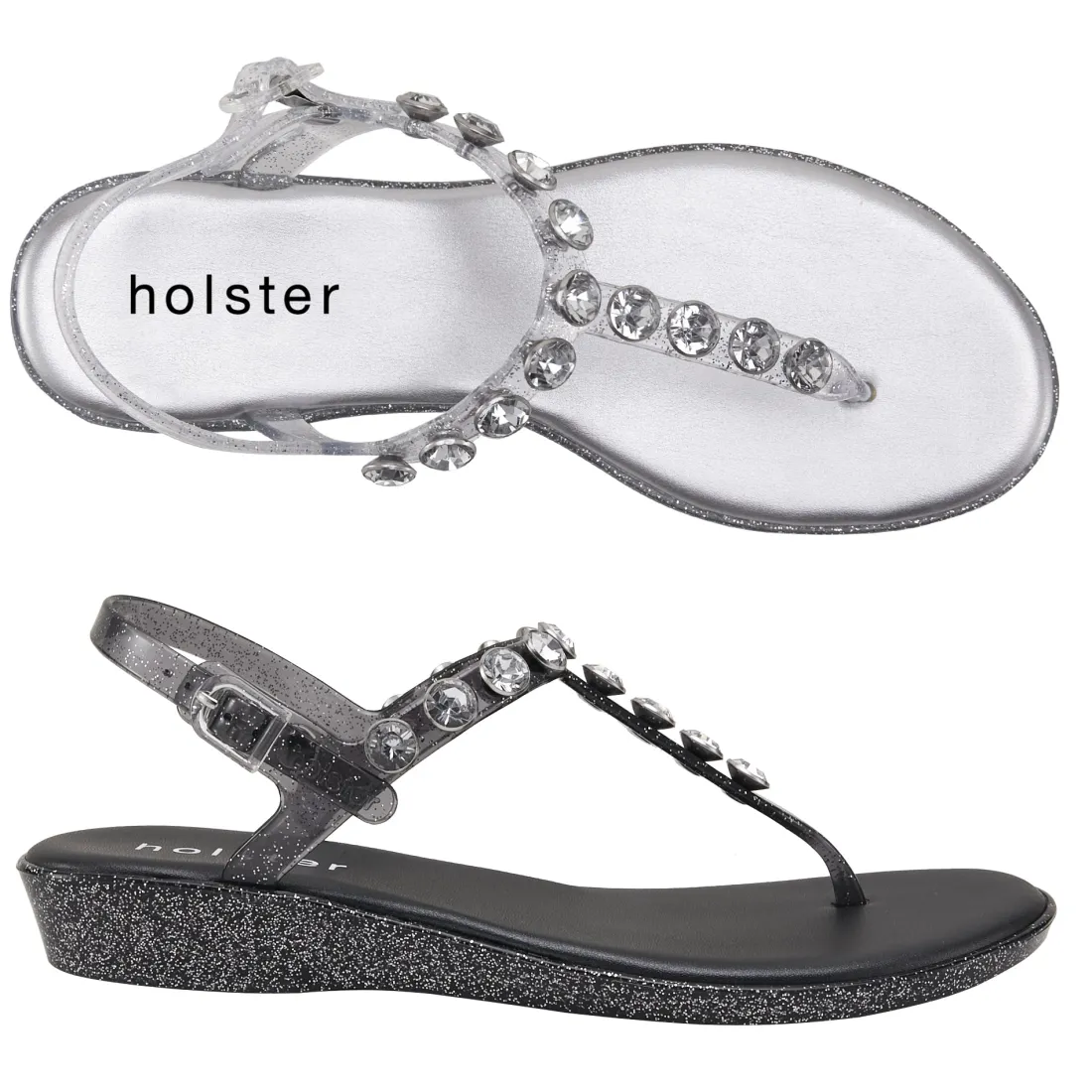 Sandals | Wedges^holster AmalfiWedgeBundle- ClearGlitter/ClearGraphiteGlitter