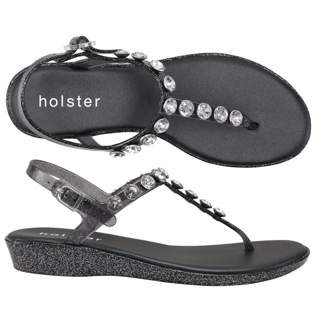 Sandals | Wedges^holster AmalfiWedge- ClearGraphiteGlitter