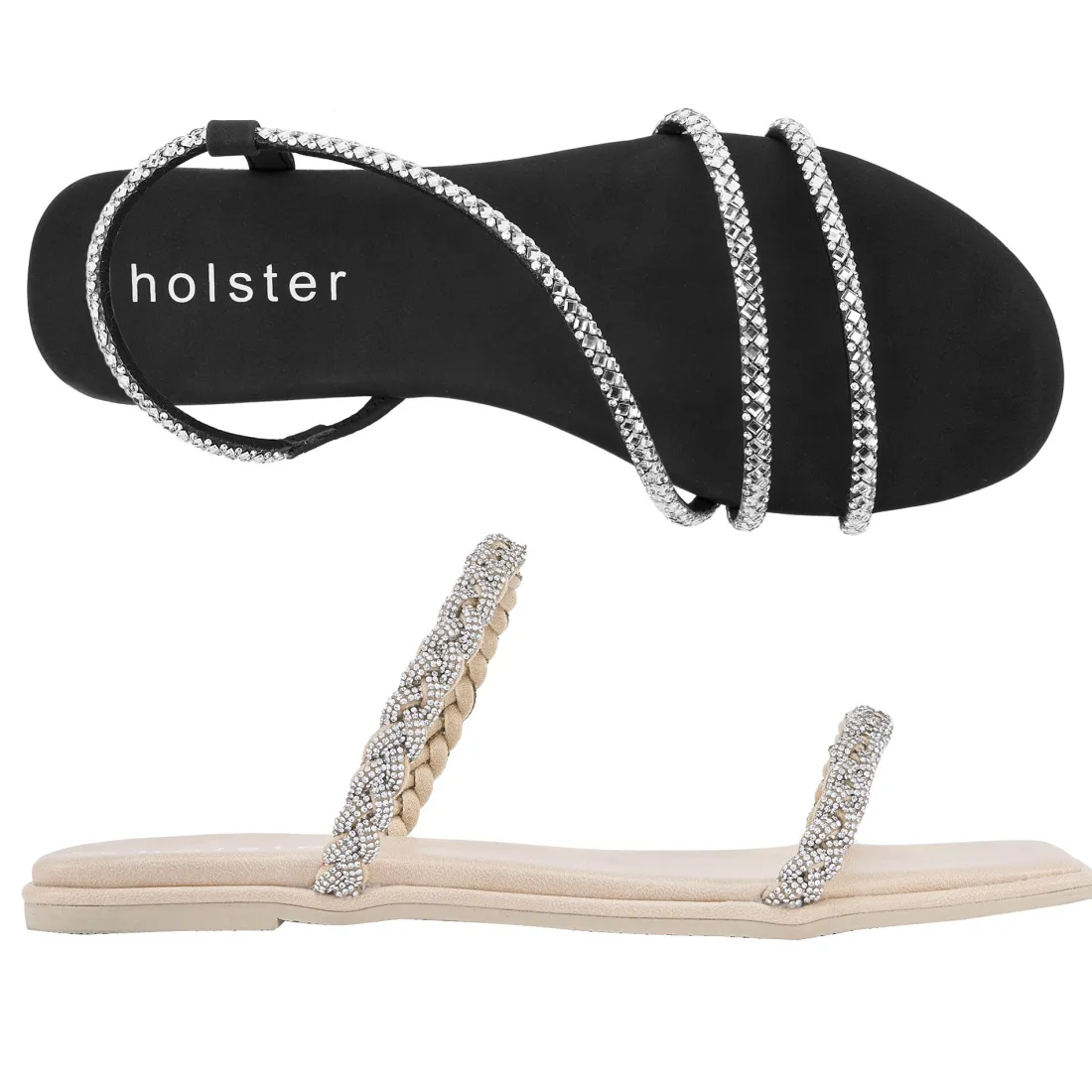 Slides | Sandals^holster Geneva&TianaBundle- Black/Beige