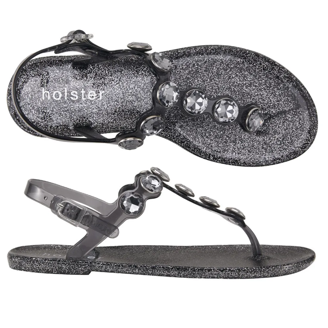 Sandals | Flats^holster Kira- ClearGraphiteGlitter