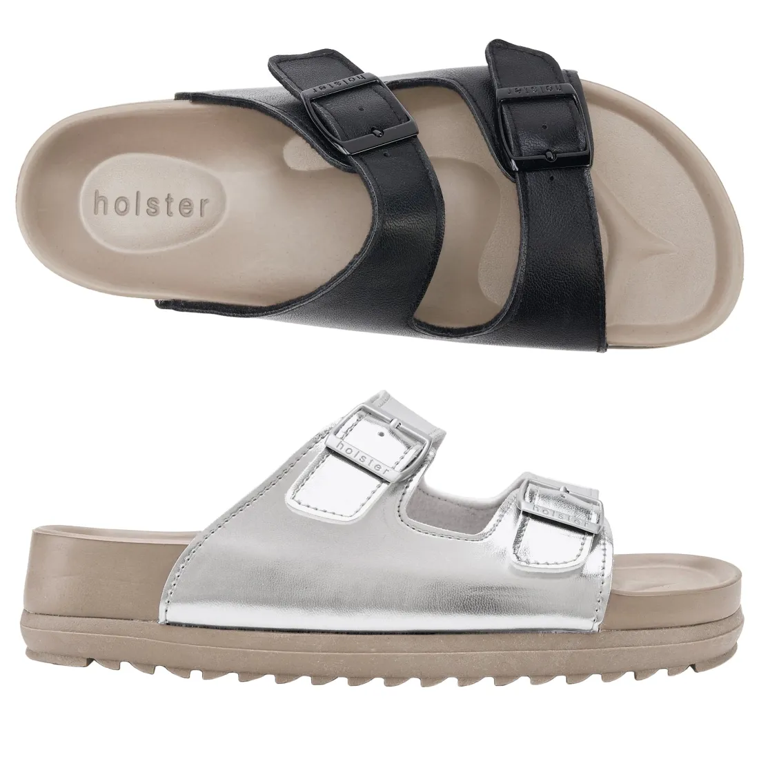 Slides | Sandals^holster StrideBundle- Black/Silver