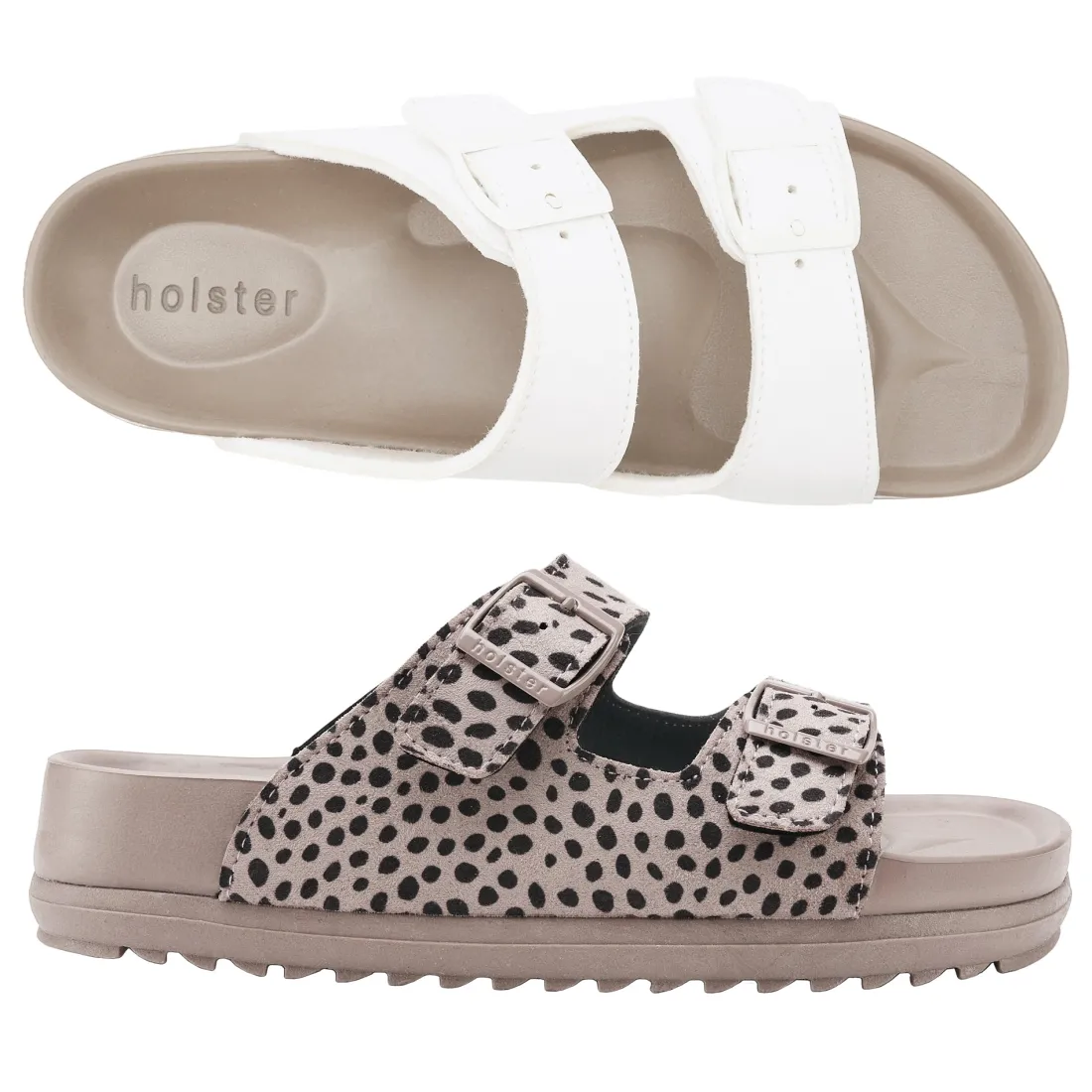 Slides | Sandals^holster StrideBundle- White/Cheetah