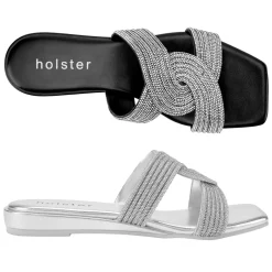 Slides | Sandals^holster ZaraLowWedgeBundle- Black/Silver